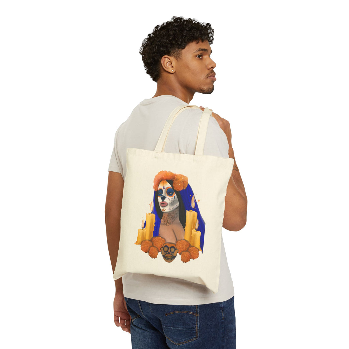 Blue Catrina Canvas Tote Bag